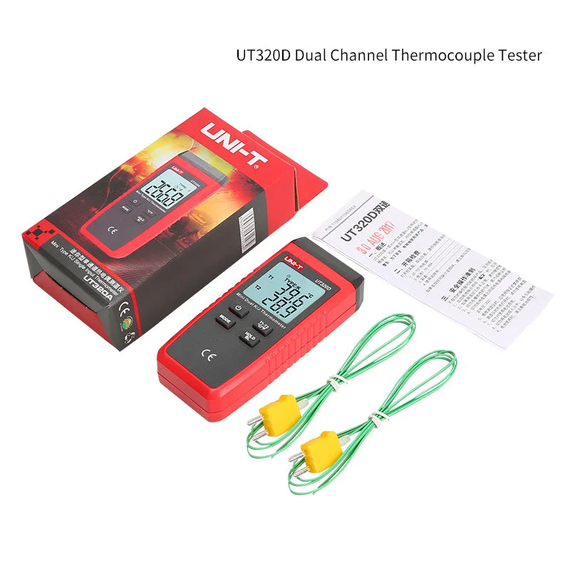 Thermomètre Industriel UT320A/UT320D – Double Sonde K/J Haute Précision