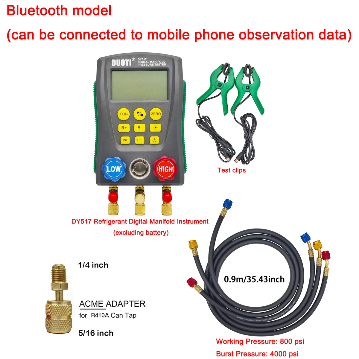 Manomètre numérique Bluetooth (Vacuomètre intégré)