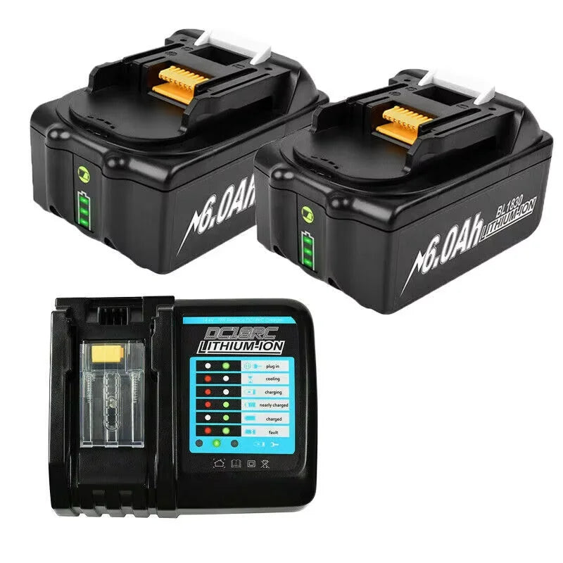 Batterie Rechargeable  LXT400 18V 6.0Ah  compatible Makita BL1830 BL1850 BL1880 BL1860B avec ou sans chargeur.
