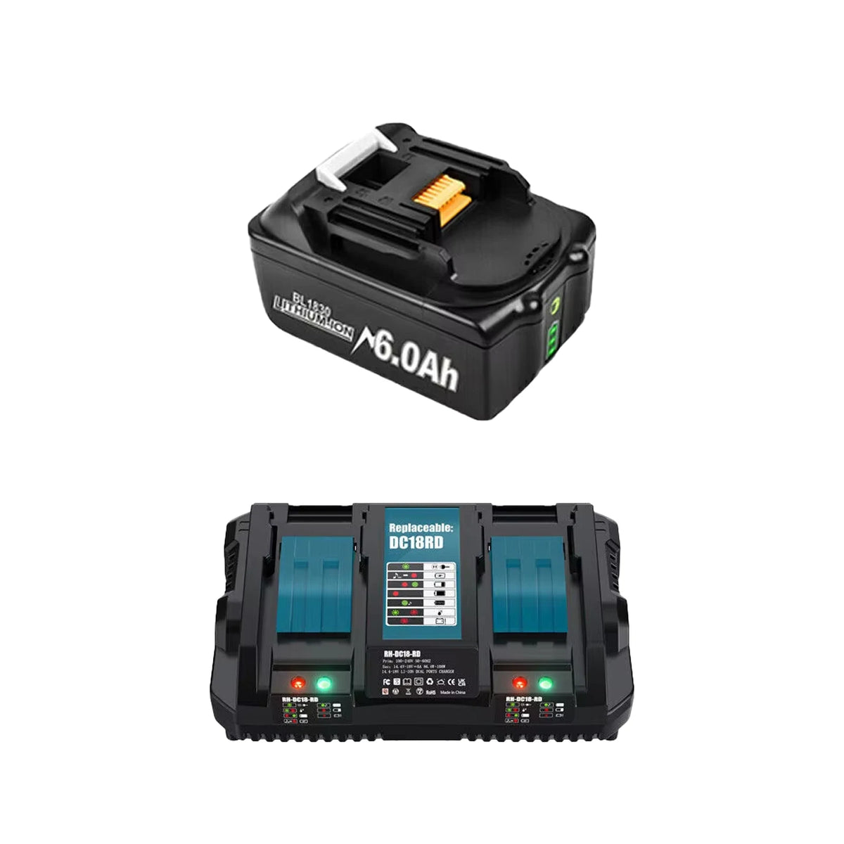 Batterie Rechargeable  LXT400 18V 6.0Ah  compatible Makita BL1830 BL1850 BL1880 BL1860B avec ou sans chargeur.
