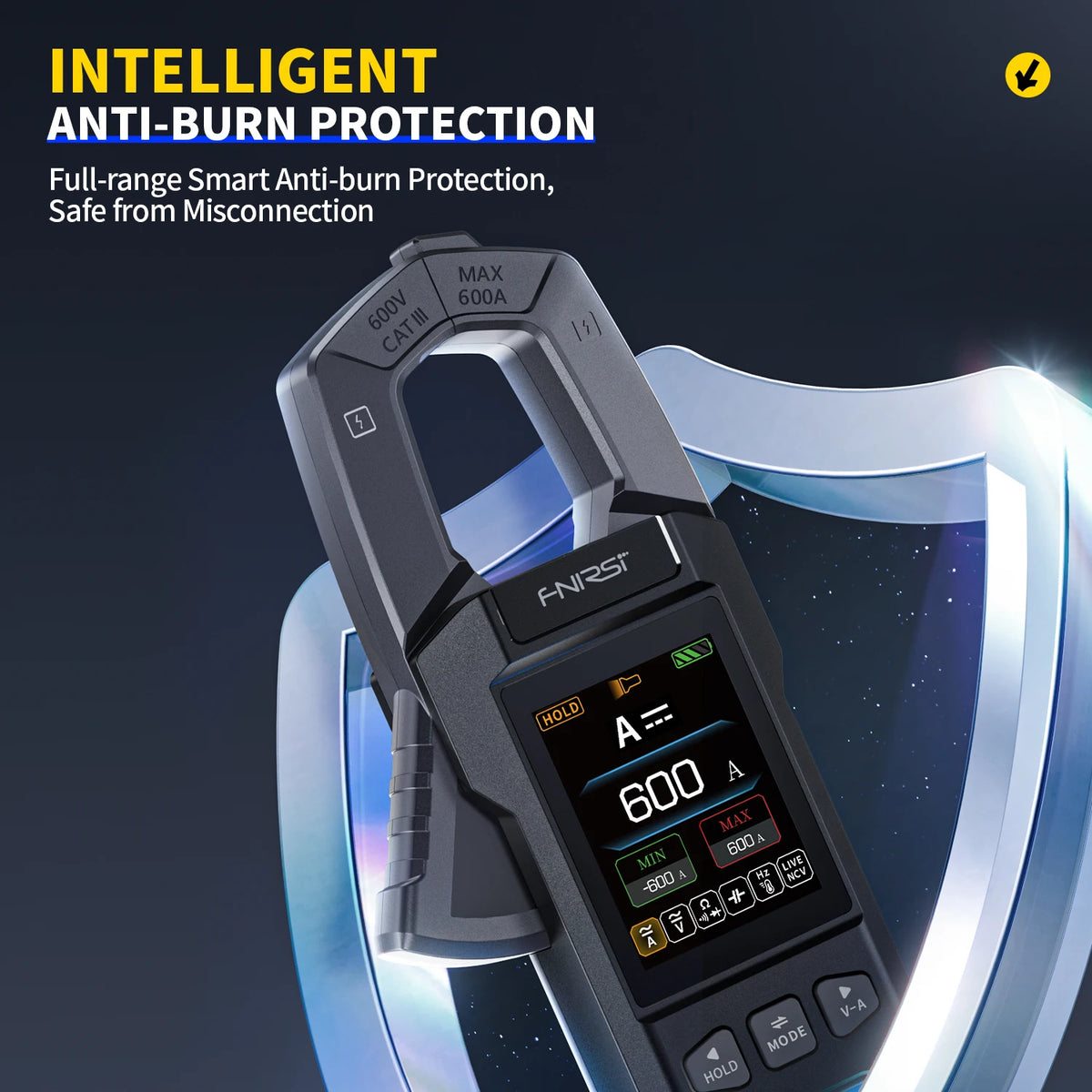 Pince Multimètre FNIRSI DMC‑100 600A – Testeur TRMS 10000 Points pour Électriciens
