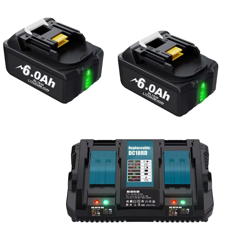 Batterie Rechargeable  LXT400 18V 6.0Ah  compatible Makita BL1830 BL1850 BL1880 BL1860B avec ou sans chargeur.