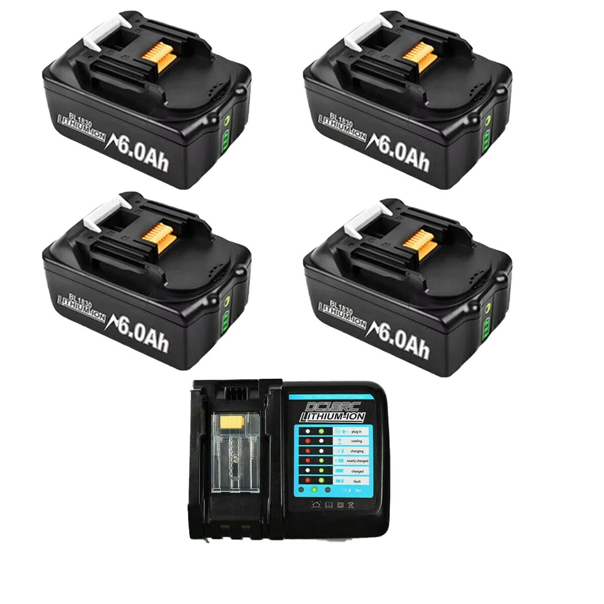 Batterie Rechargeable  LXT400 18V 6.0Ah  compatible Makita BL1830 BL1850 BL1880 BL1860B avec ou sans chargeur.