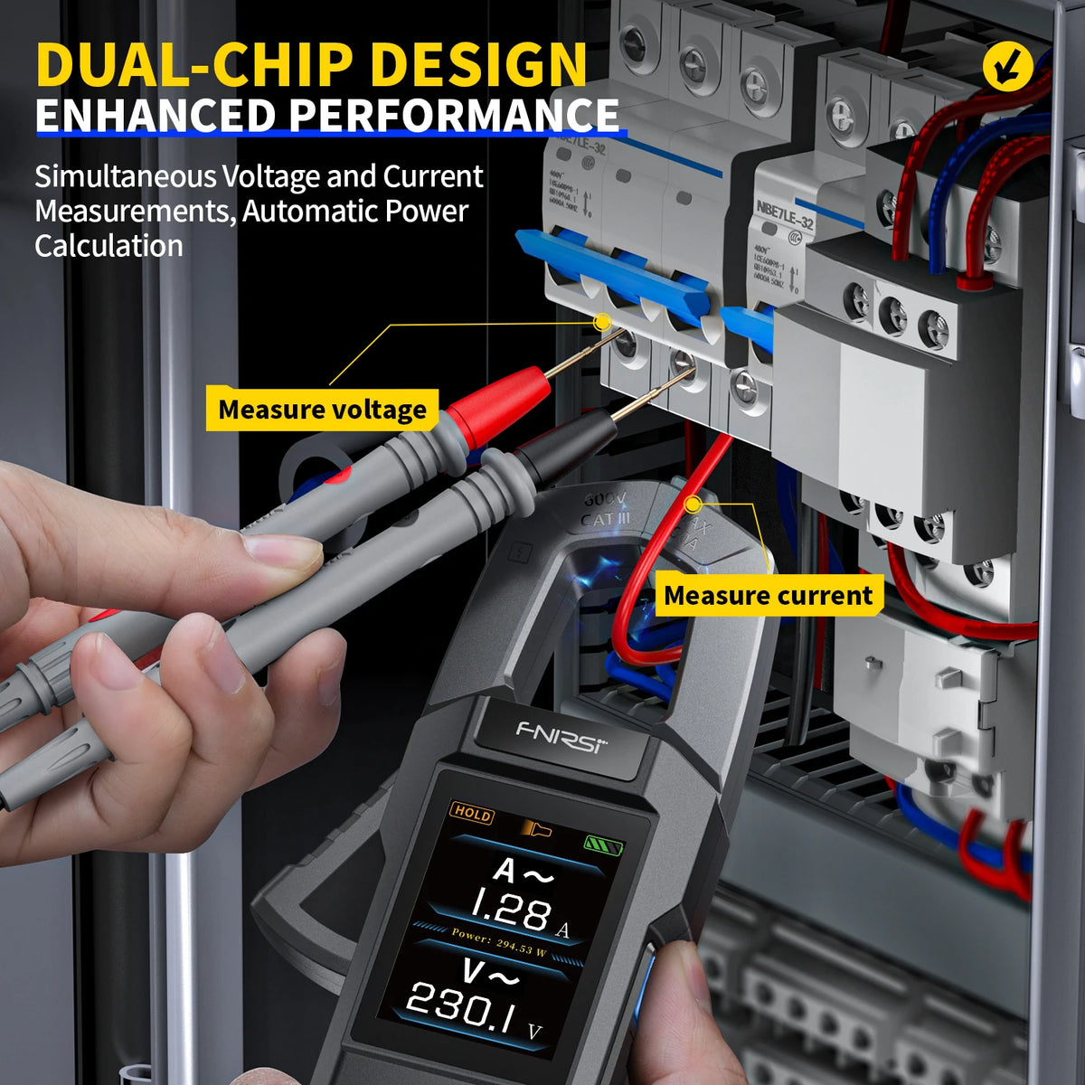 Pince Multimètre FNIRSI DMC‑100 600A – Testeur TRMS 10000 Points pour Électriciens